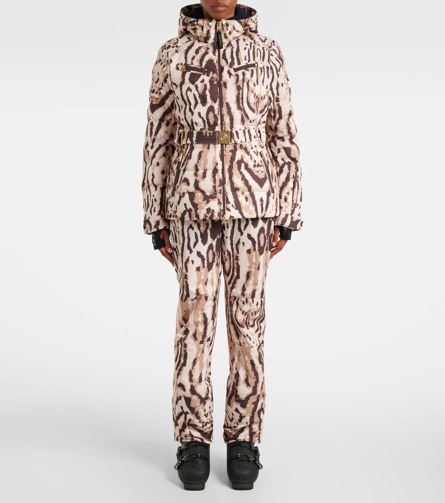 Bogner Ellya leopard-print belted ski jacket