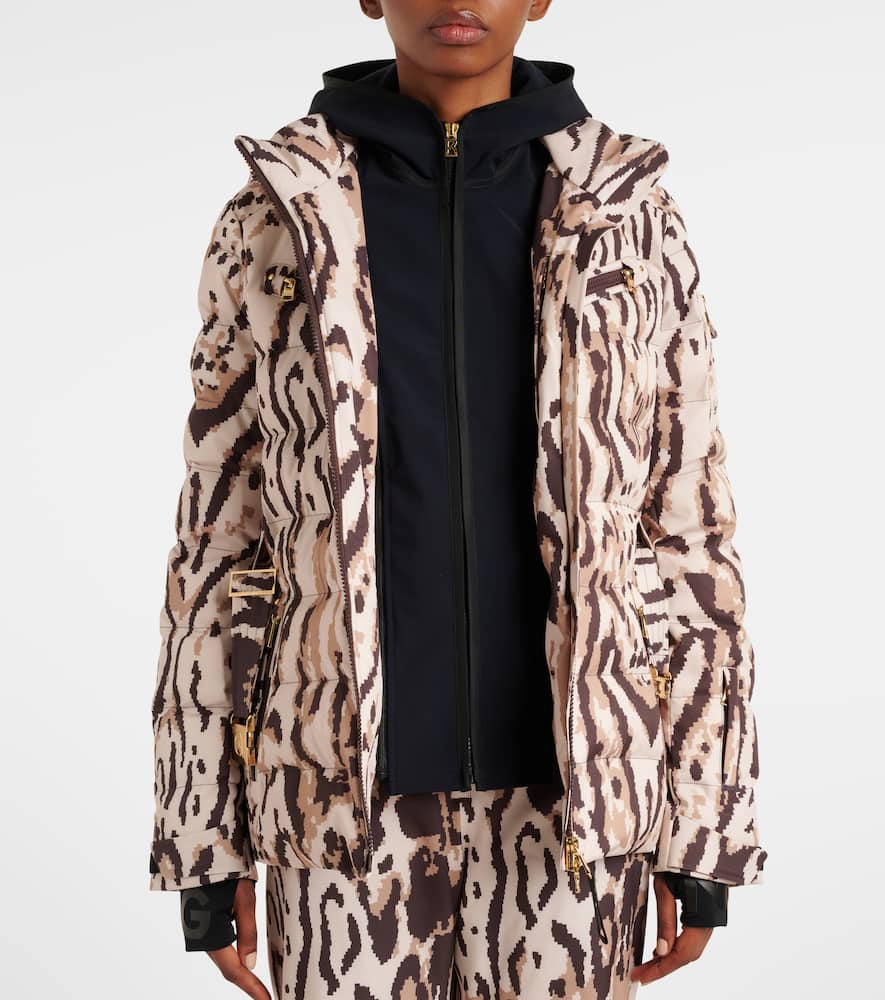 Bogner Ellya leopard-print belted ski jacket