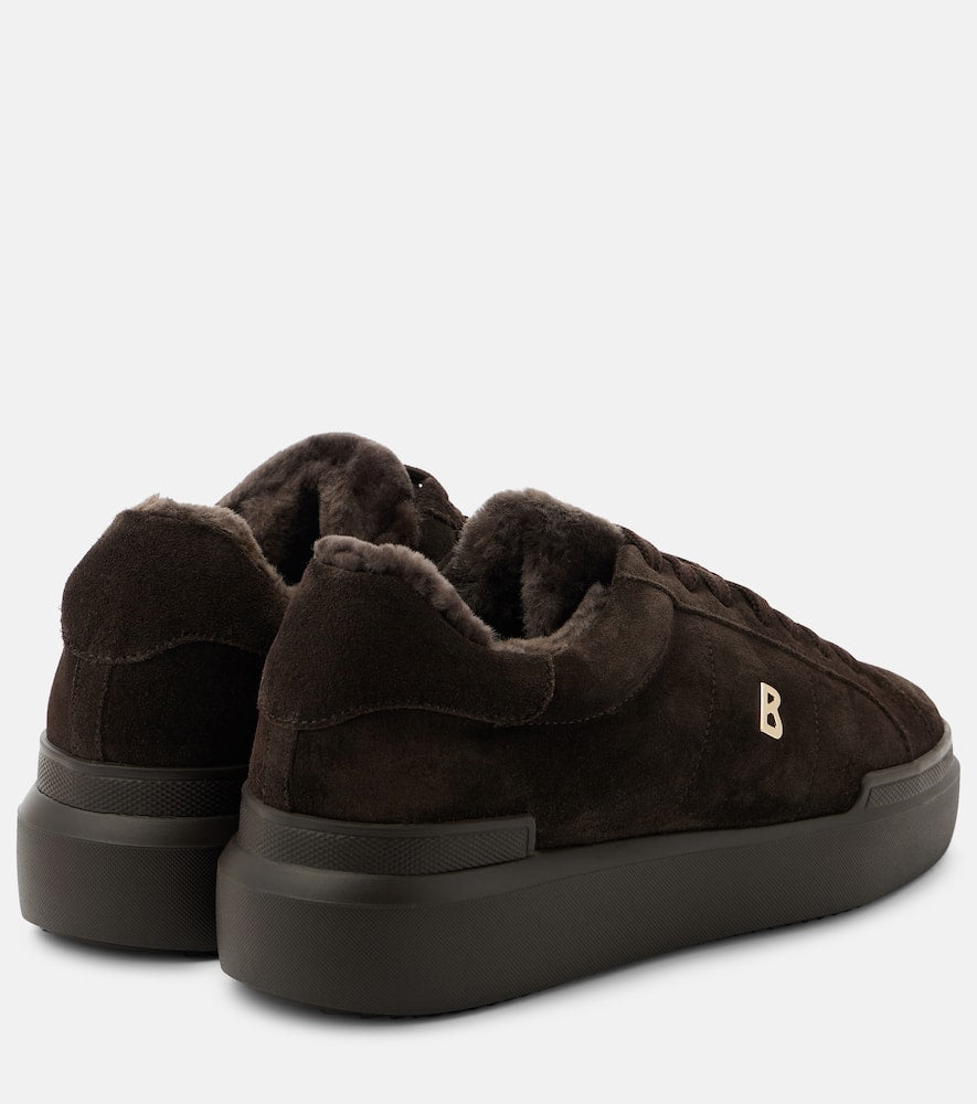 Bogner Hollywood shearling-trimmed suede sneakers