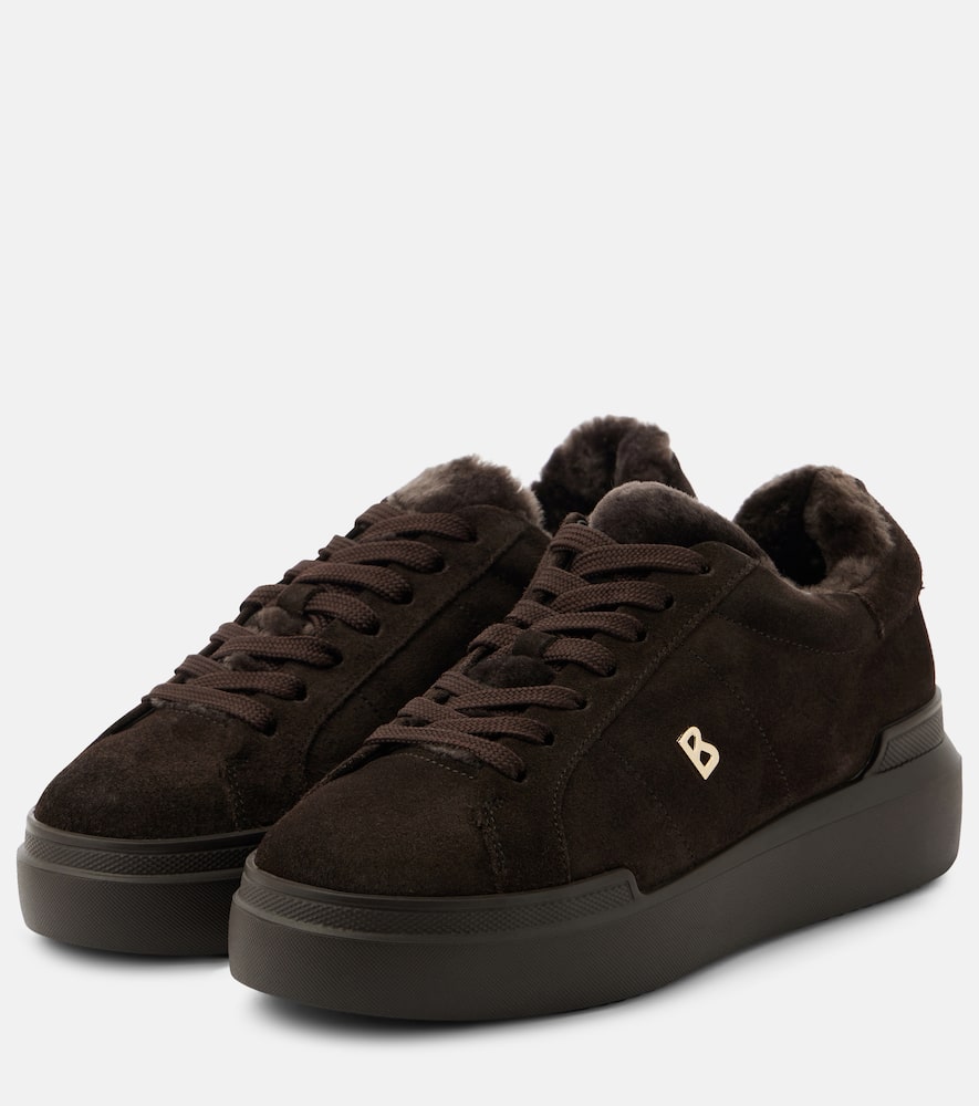 Bogner Hollywood shearling-trimmed suede sneakers