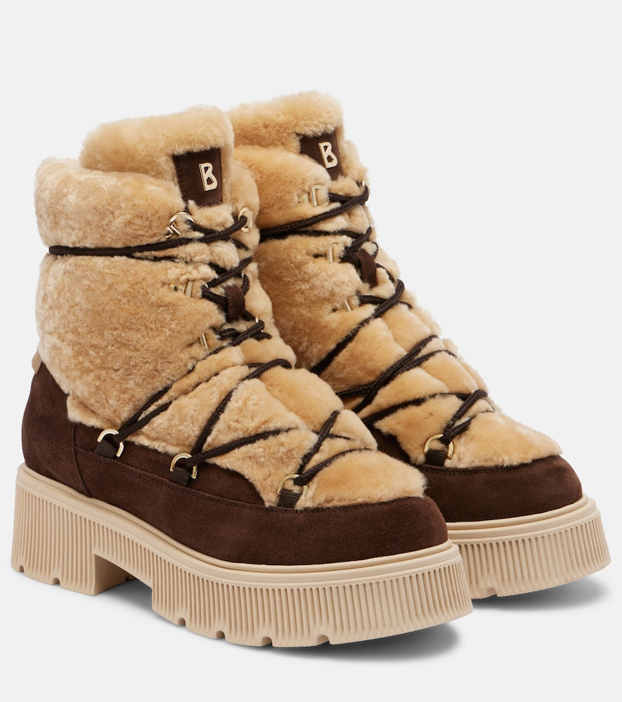 Bogner Turin shearling and suede ankle boots