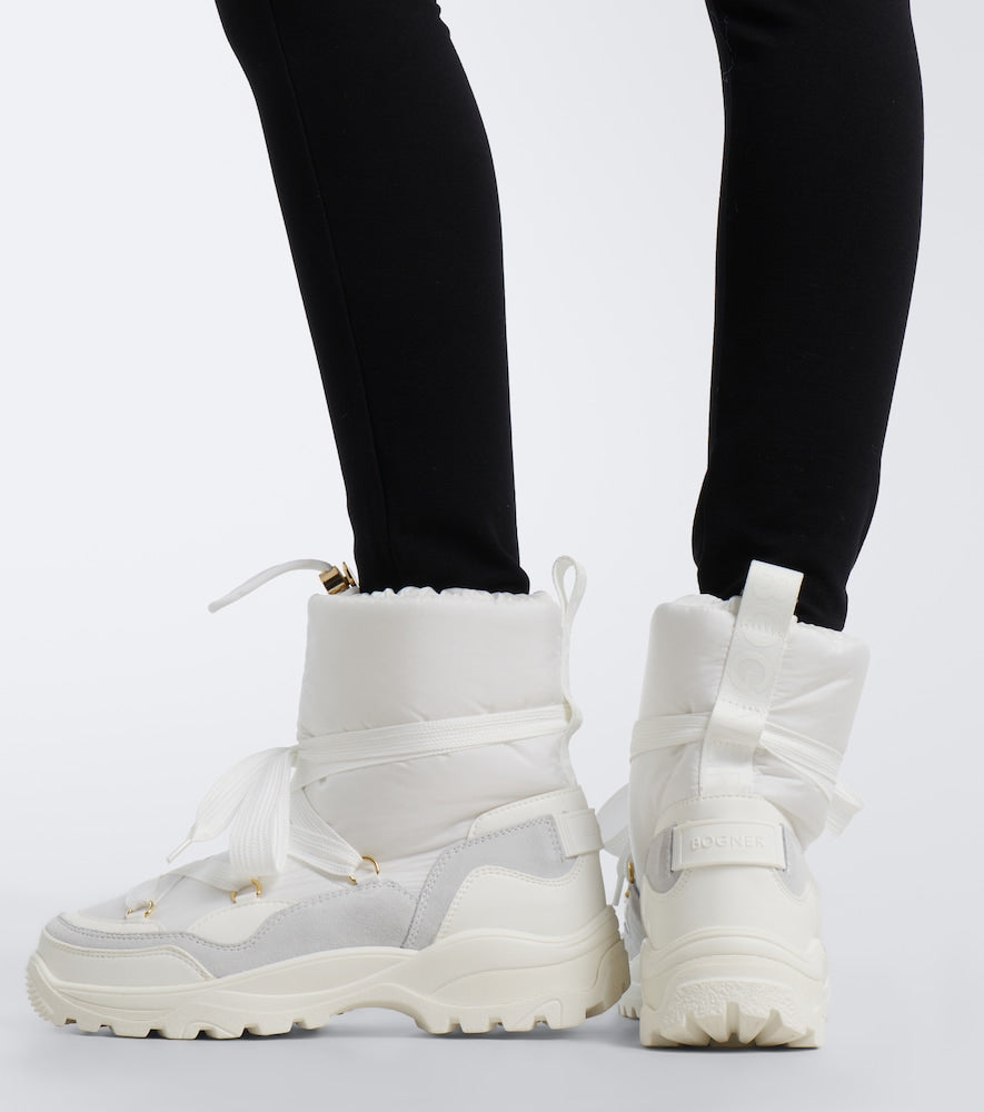 Bogner Alta Badia suede-trimmed snow boots in White - Flat Boots