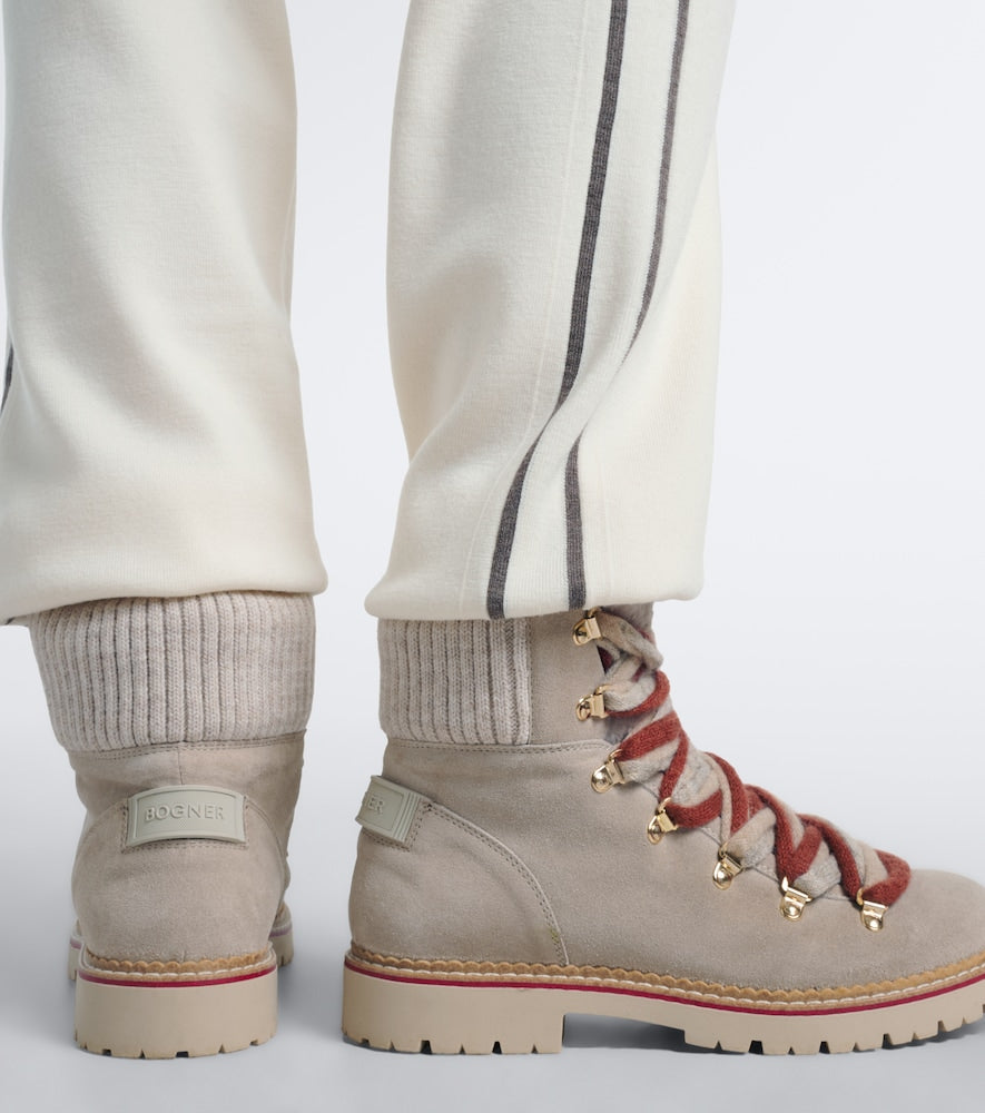 Beige Bogner Andermatt shearling-lined suede ankle boots - Flat Boots