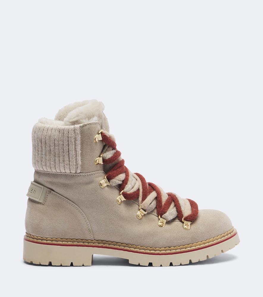 Beige Bogner Andermatt shearling-lined suede ankle boots - Flat Boots