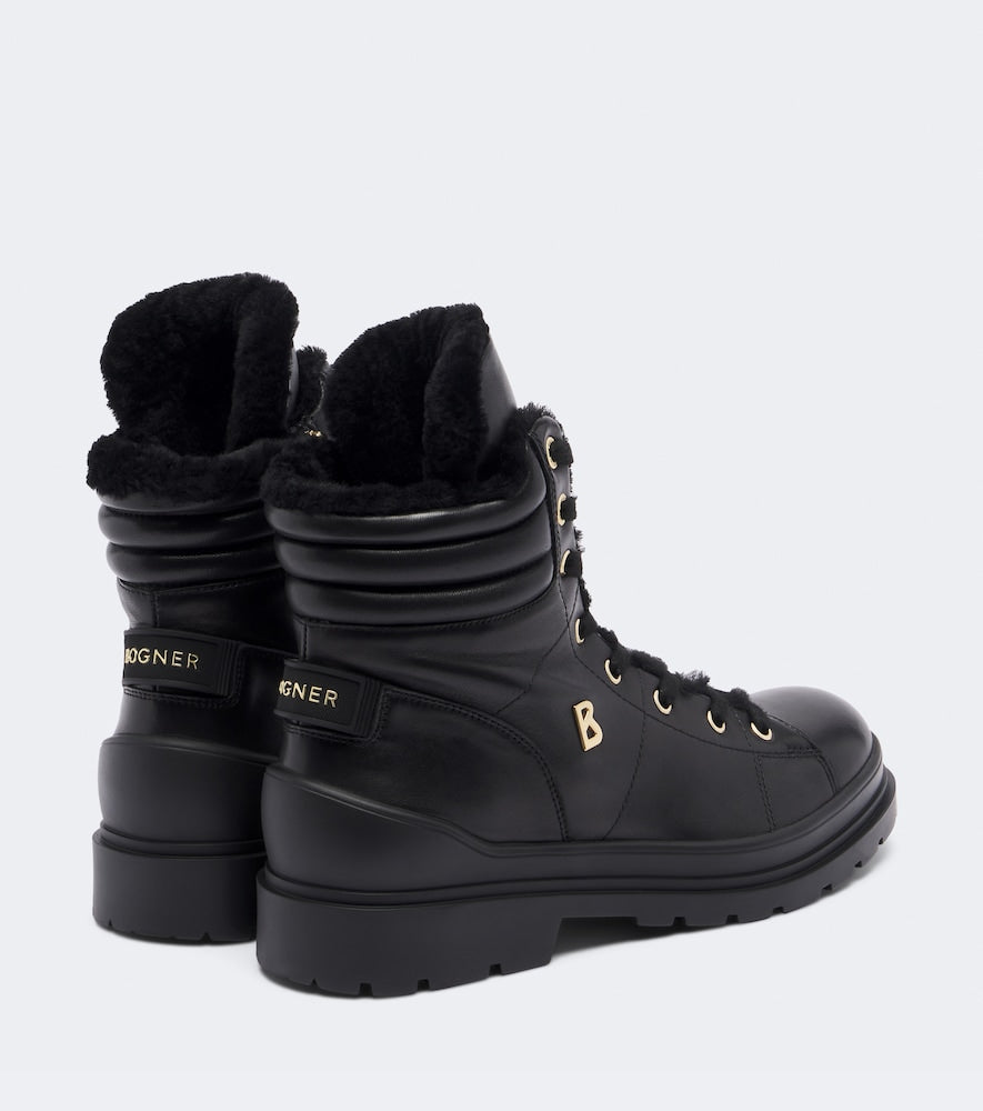 Bogner St Moritz S 14 B leather lace-up boots (Black) - Flat Boots
