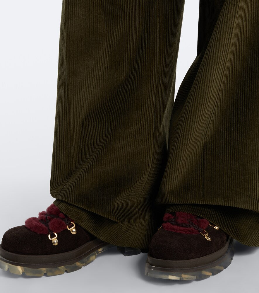 Bogner Swansea shearling-trimmed suede snow boots - Burgundy Flat Boots
