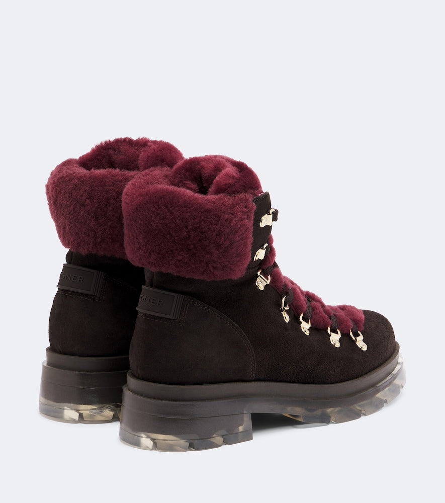 Bogner Swansea shearling-trimmed suede snow boots - Burgundy Flat Boots