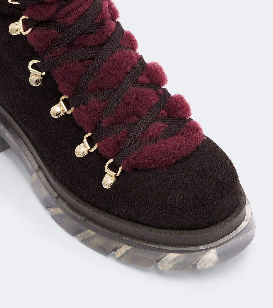 Bogner Swansea shearling-trimmed suede snow boots - Burgundy Flat Boots