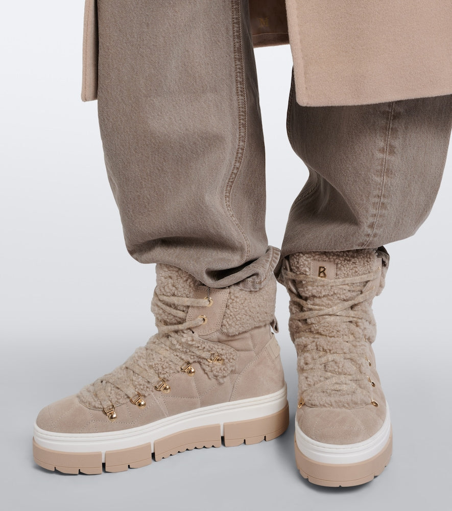Bogner Vaduz shearling and suede ankle boots in Beige - Flat Boots
