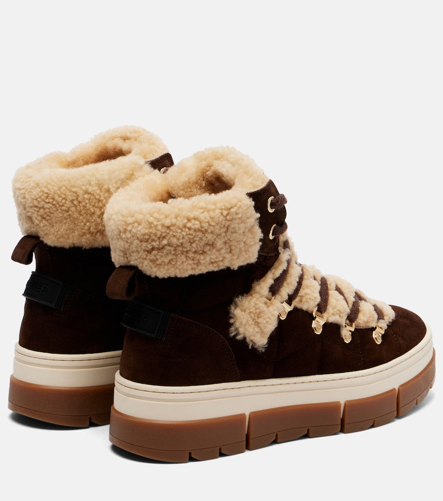 Bogner Vaduz suede and shearling ankle boots in Brown - Flat Boots