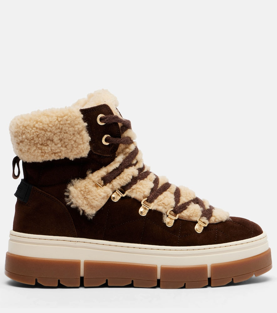 Bogner Vaduz suede and shearling ankle boots in Brown - Flat Boots