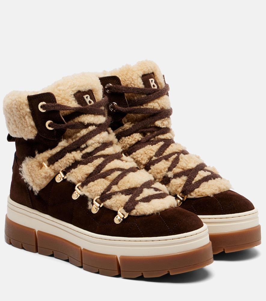 Bogner Vaduz suede and shearling ankle boots in Brown - Flat Boots