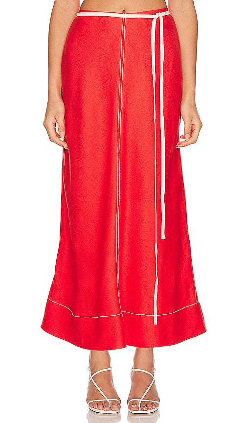 Bondi Born Messina Maxi Skirt in Red - Bondi Born Messina - Jupe longue en rouge - Bondi Born Messina 红色长裙 - Bondi Born Messina Maxirock in Rot - Bondi Born 메시나 맥시 스커트 - Gonna lunga Bondi Born Messina in rosso