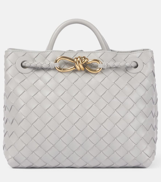 Bottega Veneta Andiamo Intrecciato Small leather tote bag. Shop Bottega Veneta Top-Handle Bags for women now.