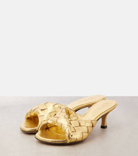 Bottega Veneta Blink Intrecciato 50 metallic leather mules