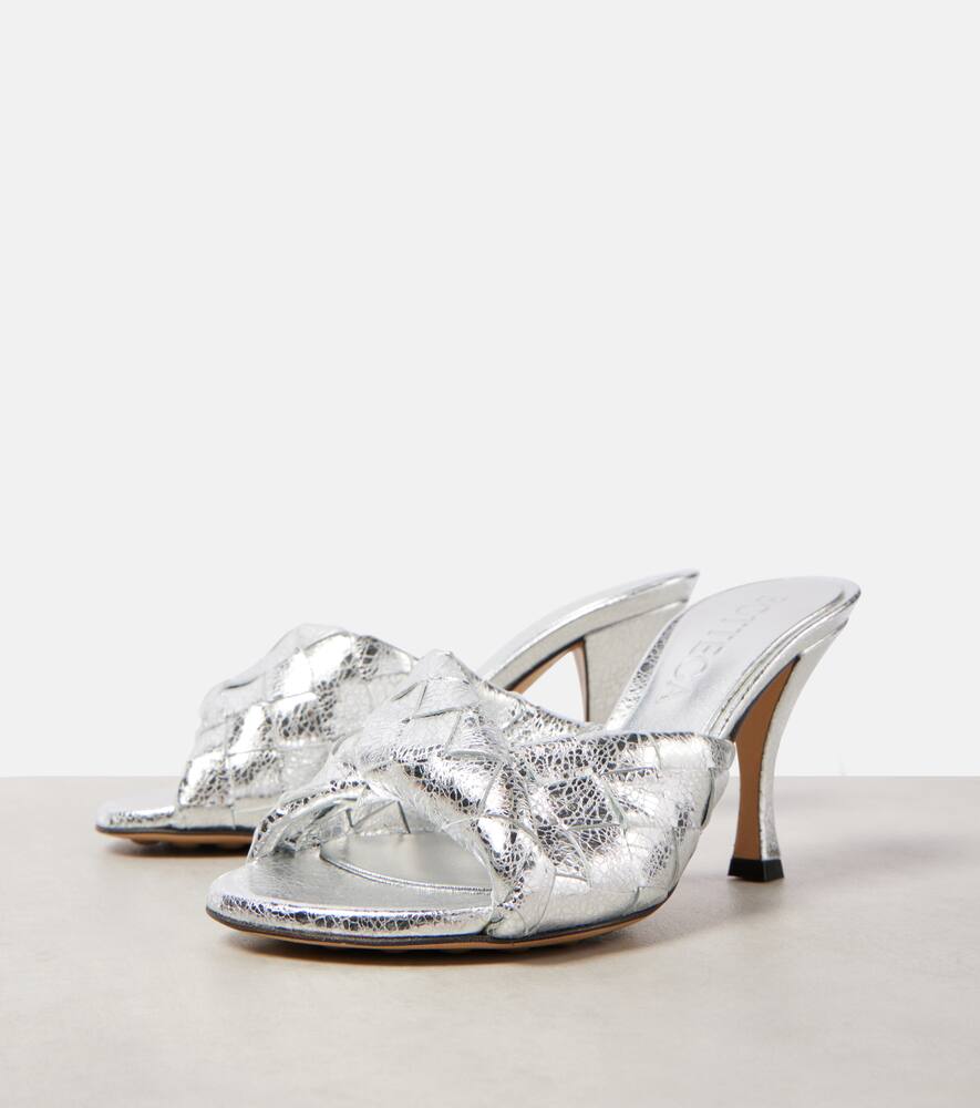 Bottega Veneta Blink Intrecciato 80 metallic leather mules