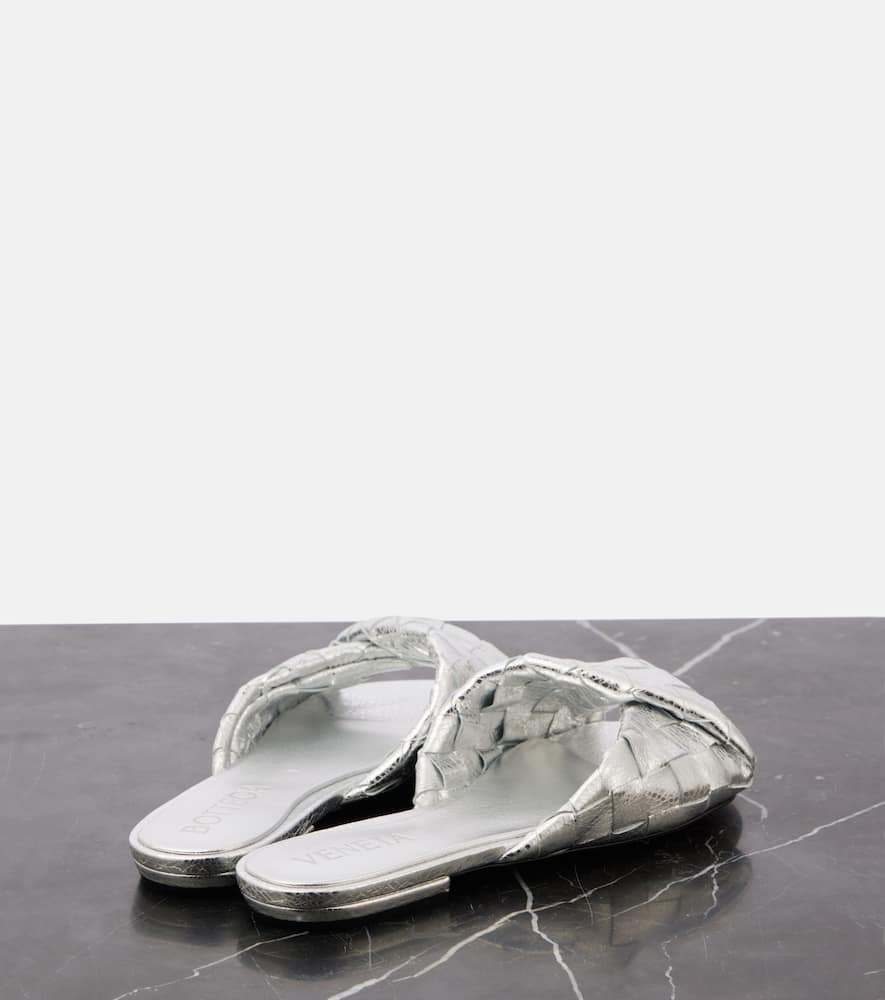 Bottega Veneta Blink Intrecciato metallic leather mules