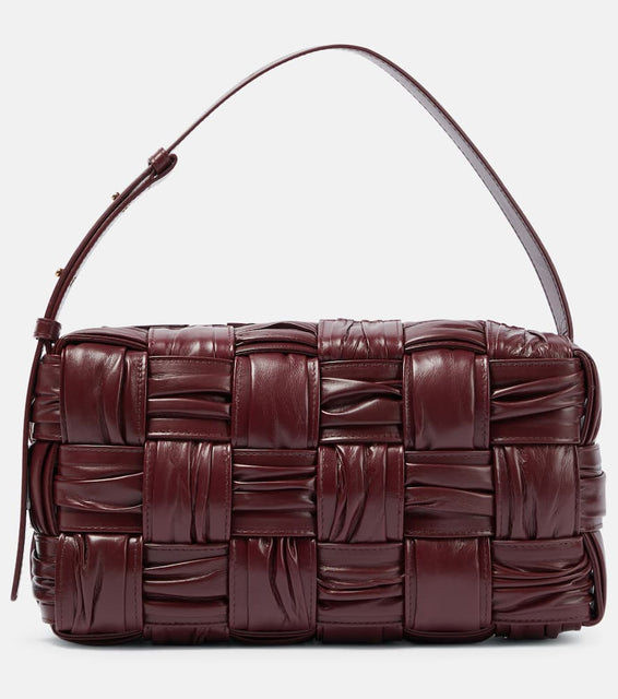 Bottega Veneta Brick Cassette Medium Intreccio leather shoulder bag. Shop Bottega Veneta Shoulder Bags for women now.