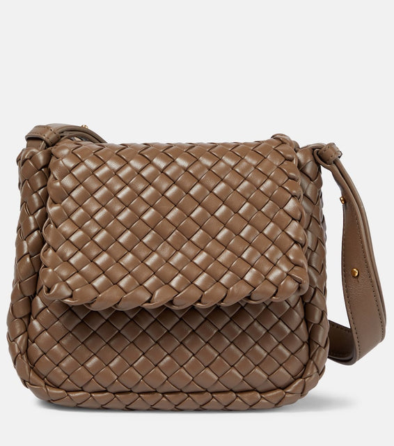 Bottega Veneta Cobble Small Intreccio leather shoulder bag. Shop Bottega Veneta Shoulder Bags for women now.