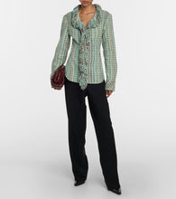 Bottega Veneta Fringed checked cotton-blend jacket