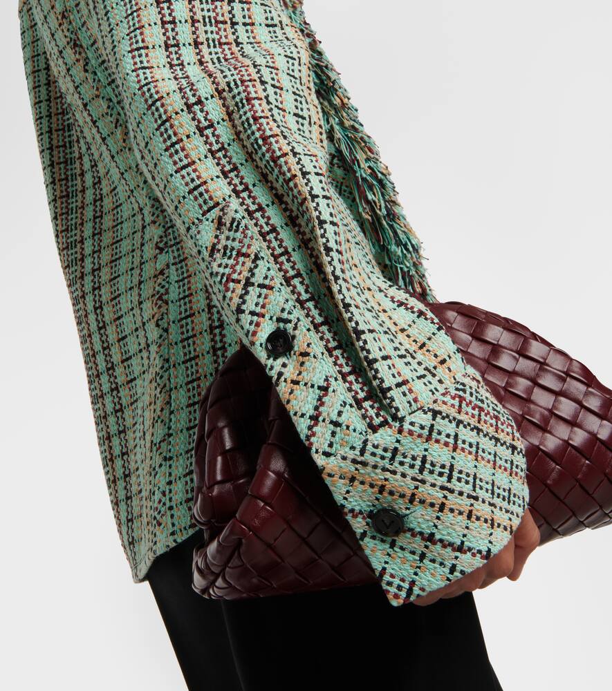 Bottega Veneta Fringed checked cotton-blend jacket