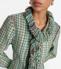 Bottega Veneta Fringed checked cotton-blend jacket