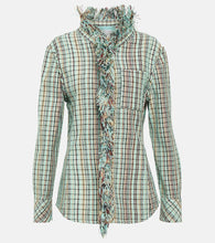 Bottega Veneta Fringed checked cotton-blend jacket