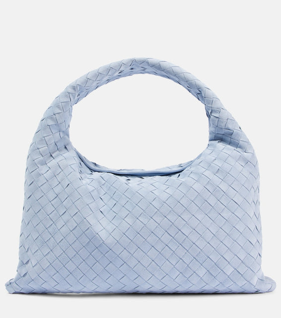 Bottega Veneta Hop Intrecciato Small suede tote bag. Shop Bottega Veneta Shoulder Bags for women now.