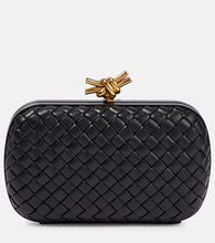 Bottega Veneta Knot Intreccio leather clutch. Shop Bottega Veneta Clutches for women now.