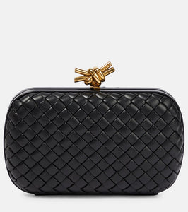 Bottega Veneta Knot Intreccio leather clutch. Shop Bottega Veneta Clutches for women now.