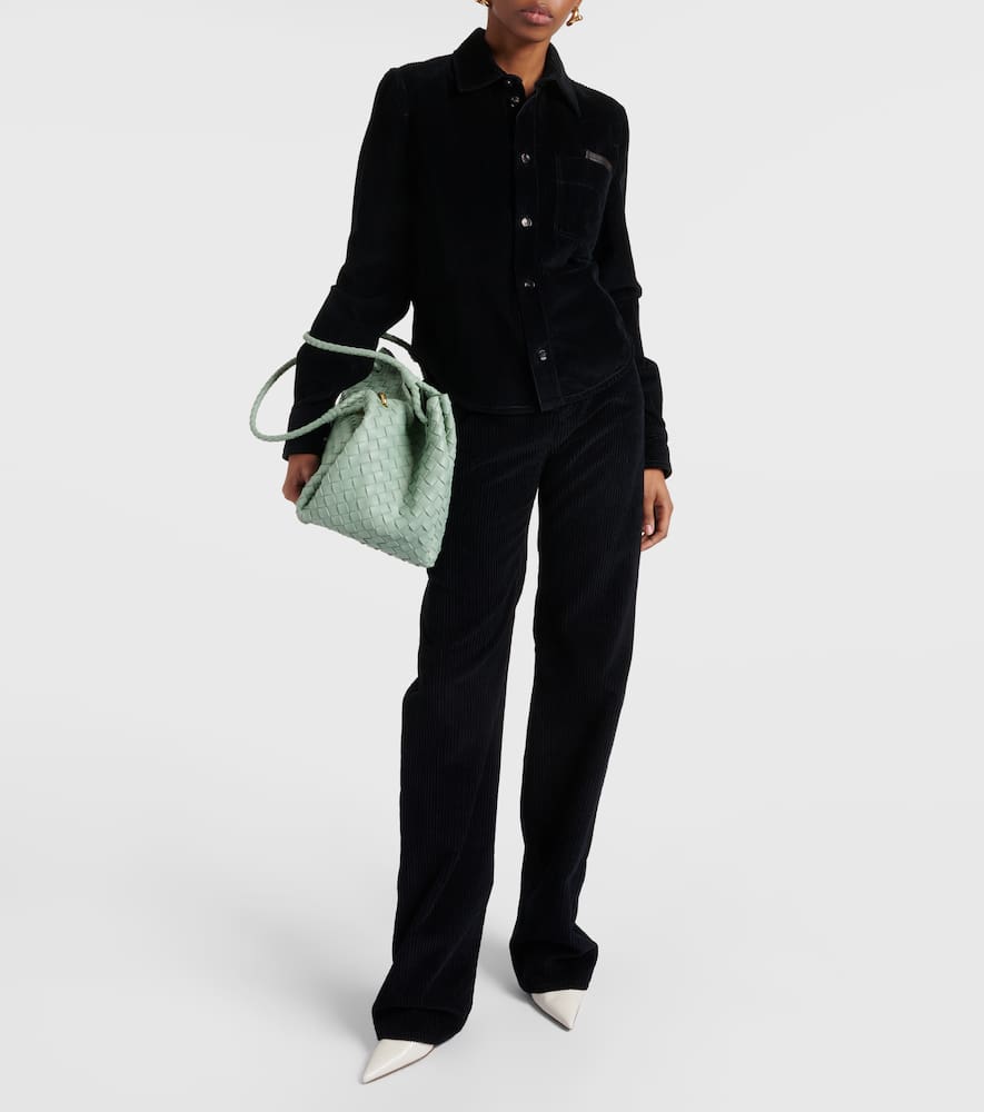 Bottega Veneta Leather-trimmed cotton corduroy shirt