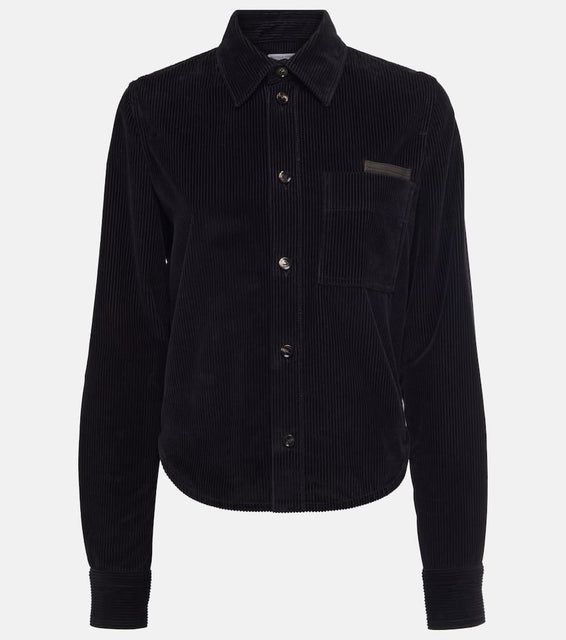 Bottega Veneta Leather-trimmed cotton corduroy shirt