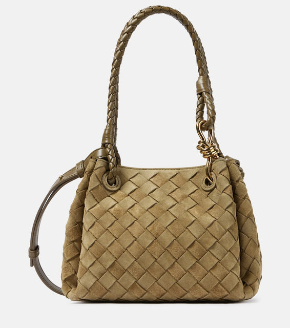 Bottega Veneta Parachute Small suede shoulder bag. Shop Bottega Veneta Shoulder Bags for women now.