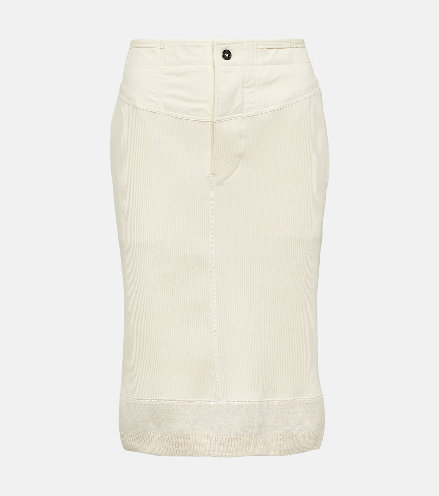 Bottega Veneta Ribbed-knit cotton jersey midi skirt - Bottega Veneta 罗纹针织棉质中长裙