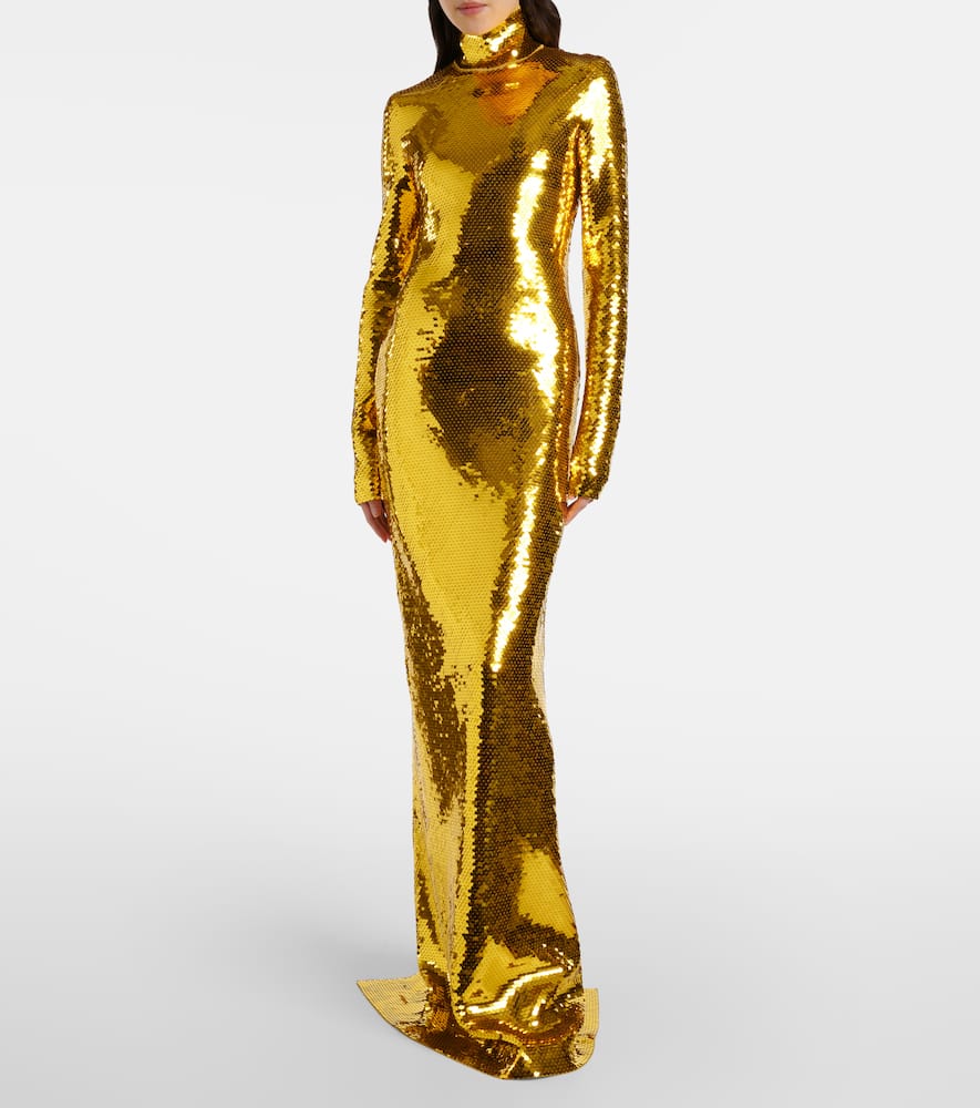 Bottega Veneta Sequined turtleneck gown