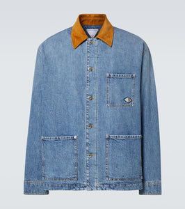 Bottega Veneta Suede-trimmed padded denim jacket