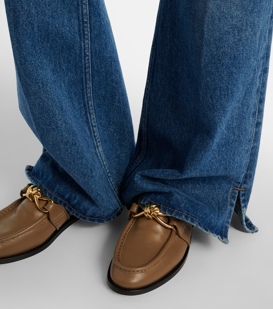 Green Bottega Veneta Astaire Knot leather loafers - Loafers