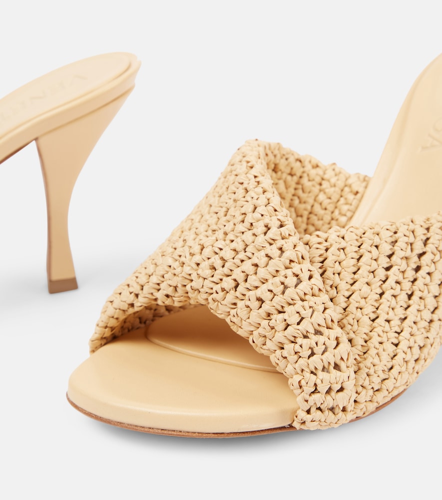 Bottega Veneta Blink 80 crochet raffia mules in Beige - Heeled Sandals