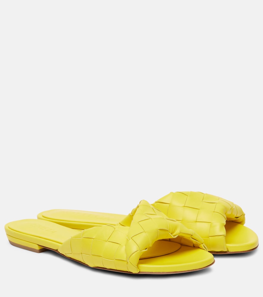 Yellow Bottega Veneta Blink Intrecciato leather slides - Slides
