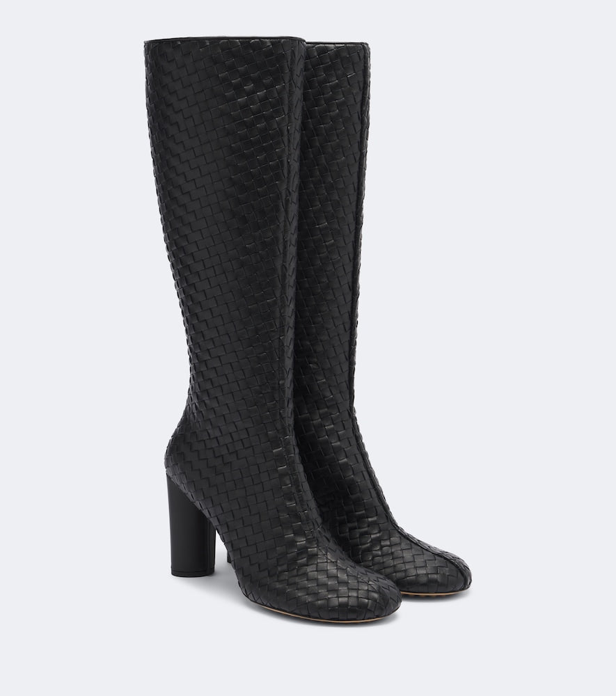 Black Bottega Veneta Cherry Intrecciato leather knee-high boots - High Heels