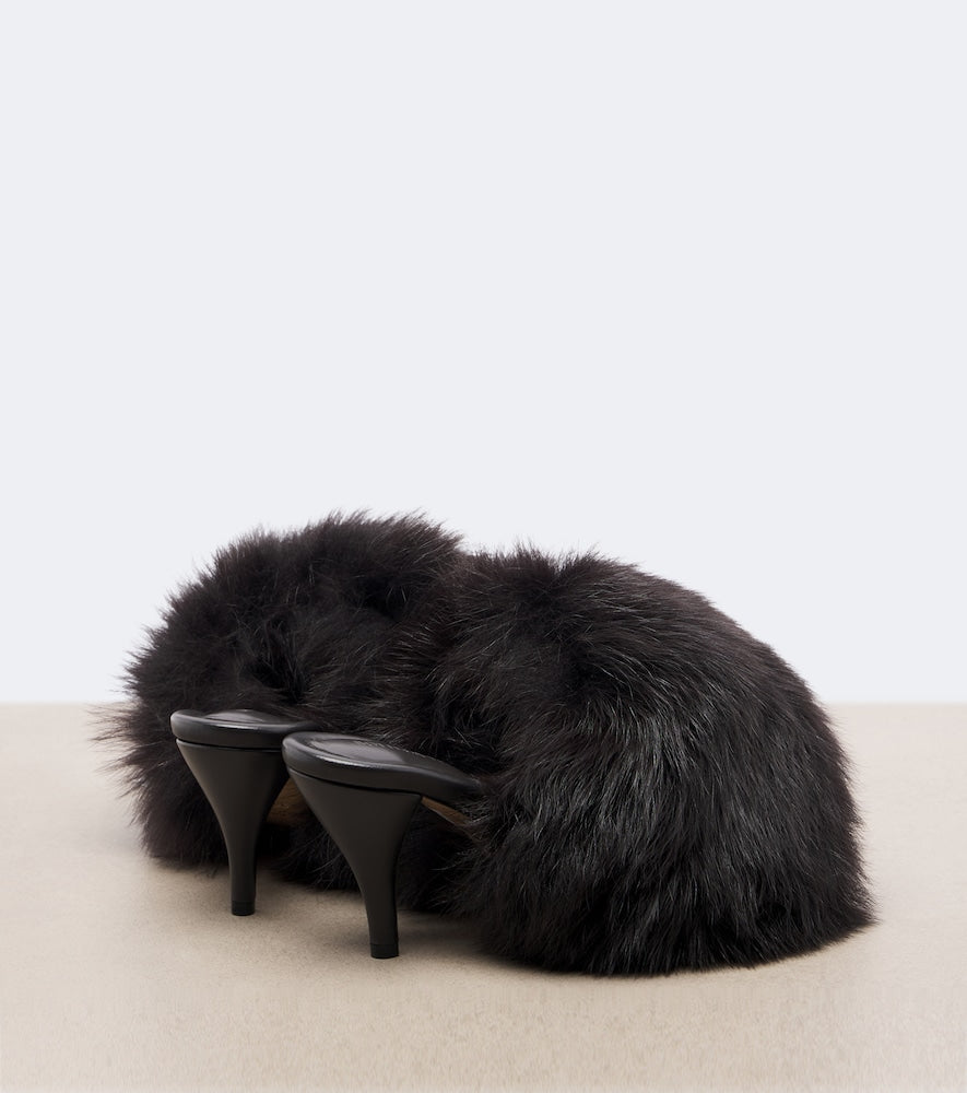 Brown Bottega Veneta Cherry shearling mules - High-Heel Sandals