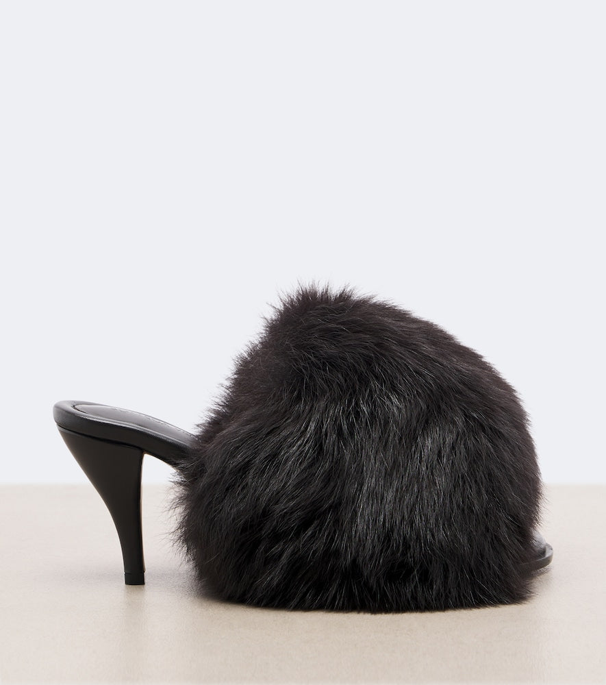 Brown Bottega Veneta Cherry shearling mules - High-Heel Sandals