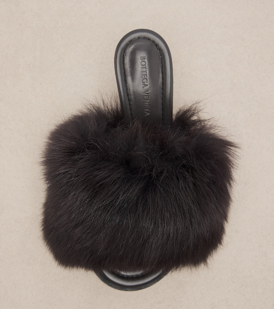 Brown Bottega Veneta Cherry shearling mules - High-Heel Sandals