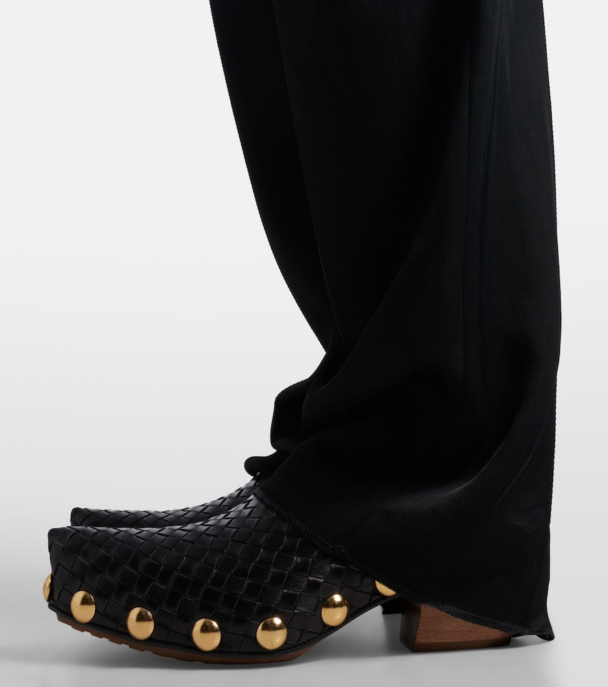 Black Bottega Veneta Gondola Intrecciato studded leather clogs - Mid Heel Pumps