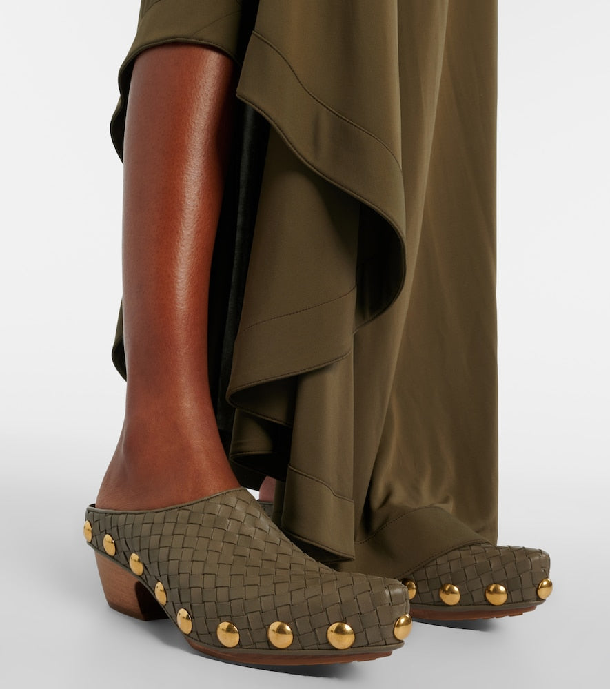 Bottega Veneta Gondola Intrecciato studded leather clogs in Green - Mid Heel Pumps