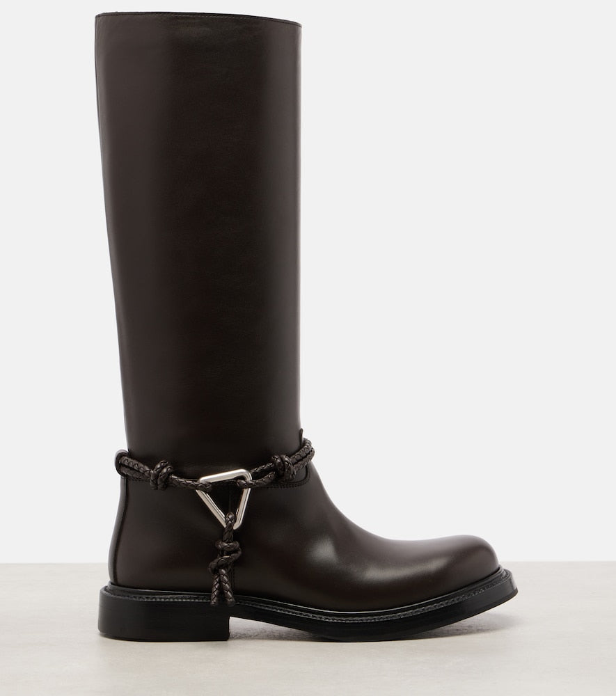 Brown Bottega Veneta James leather knee-high boots - Flat Boots