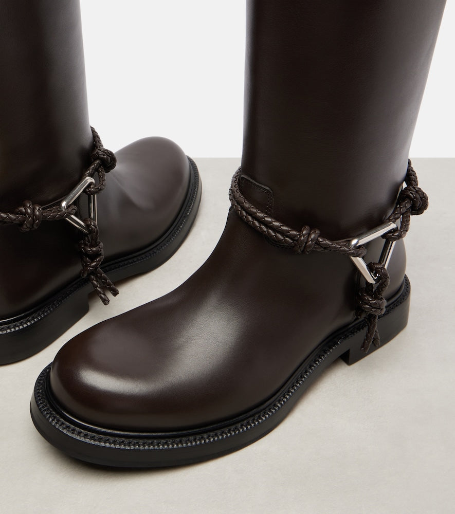 Brown Bottega Veneta James leather knee-high boots - Flat Boots