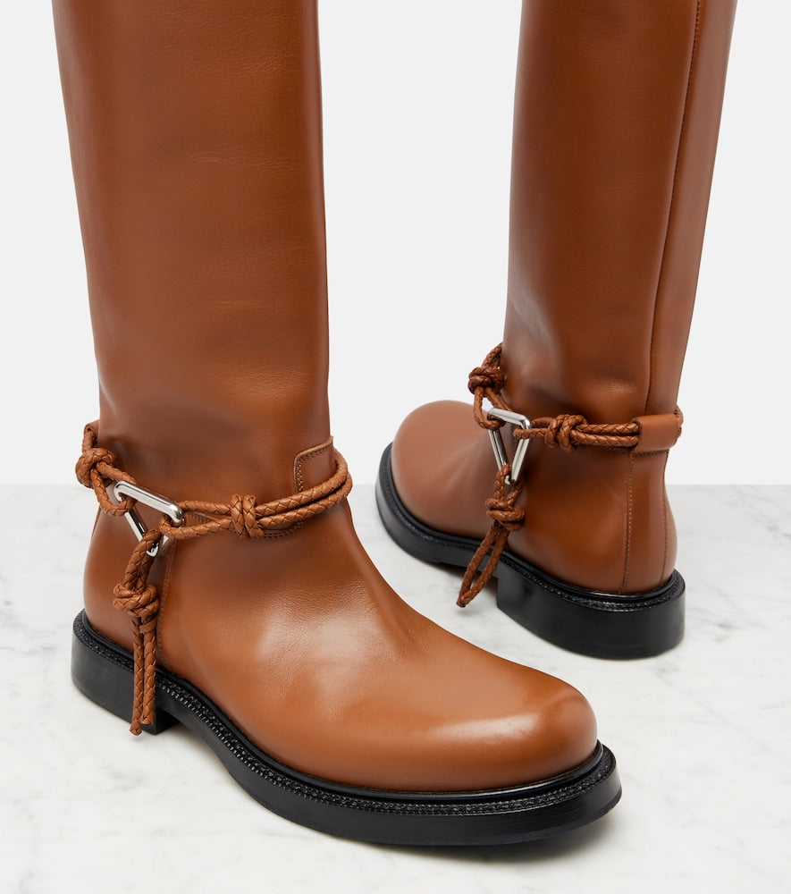 Bottega Veneta James leather knee-high boots in Brown - Flat Boots