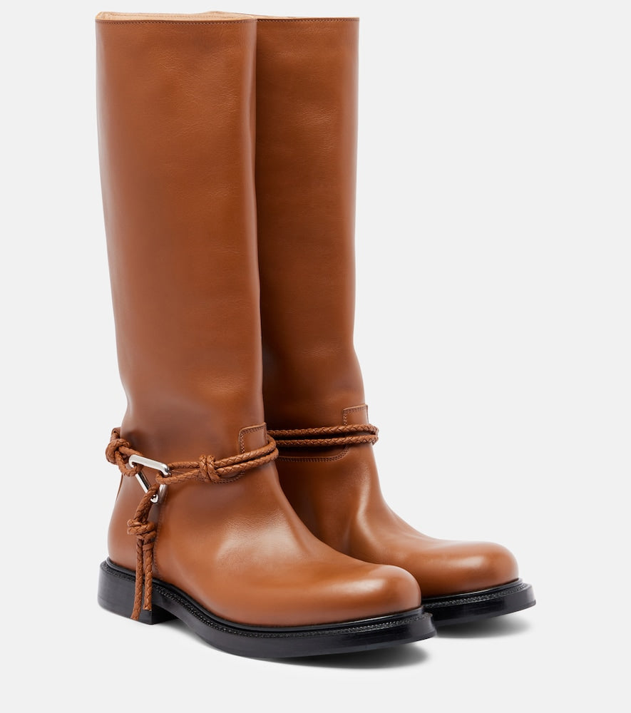 Bottega Veneta James leather knee-high boots in Brown - Flat Boots