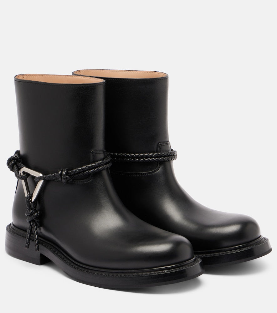 Bottega Veneta Leather ankle boots (Black) - Flat Boots